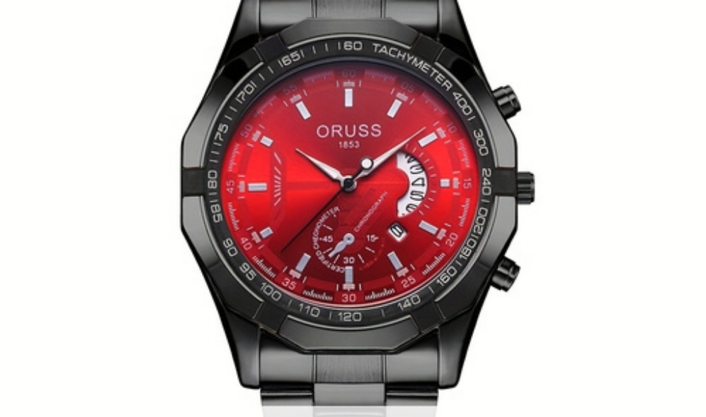 New mens watch sporty yet dressy. Adjustable band. 8 inch wrist